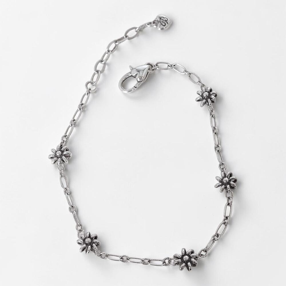 Brighton Daisy Chain Anklet Crystal Silver Plated Adjustable 8.5-9.75" J71740
